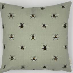 Bees Pale Green Cushion With Inner Pad, Sophie Allport Design - thumbnail 2