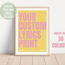 Custom Lyrics Wall Print, Song Poster, Create Own Indie Music Arctic Monkeys, Oasis, Home Bar, Kitchen Print - thumbnail 2