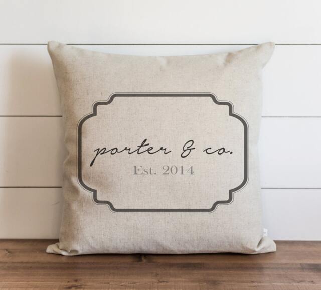 Custom_Last Name & Co. 20 X Pillow Cover // Everyday Anniversary Wedding Throw Gift Accent Cushion - image 1