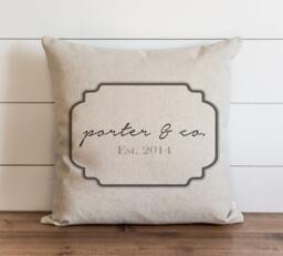 Custom_Last Name & Co. 20 X Pillow Cover // Everyday Anniversary Wedding Throw Gift Accent Cushion - thumbnail 1
