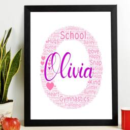 Personalised Any Initial Gifts Word Art Wall Print - Girl's Name Decor Custom Nursery Wall Decor Framed/Unframed - thumbnail 3