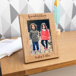 Grandchildren Photo Frame - Personalised Grandchild Engraved Gift For Grandparents Oak Picture Lc471