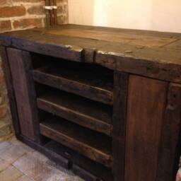 Rustic Tv Unit Made From Old French Wood - thumbnail 3