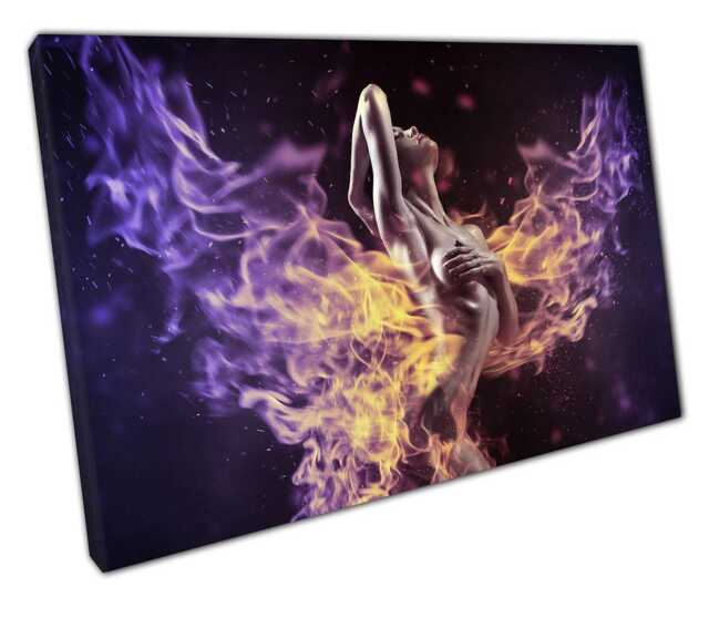 Ethereal Fire Angel Wings Canvas Art Print Striking Wall Decor For Home & Office - image 1