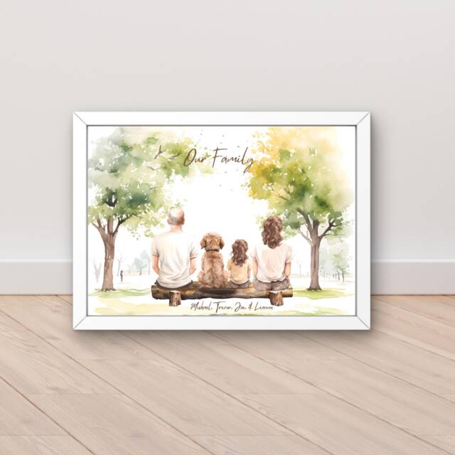 Personalised Family Print, Gift Ideas, Dog Portrait, Our Housewarming Gift, New Home For Mum Birthday - image 1