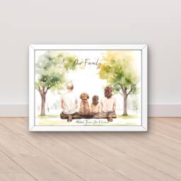 Personalised Family Print, Gift Ideas, Dog Portrait, Our Housewarming Gift, New Home For Mum Birthday - thumbnail 1