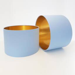 Light Blue Lampshade in Cotton With Gold Lining Large Ceiling Lightshade - thumbnail 1