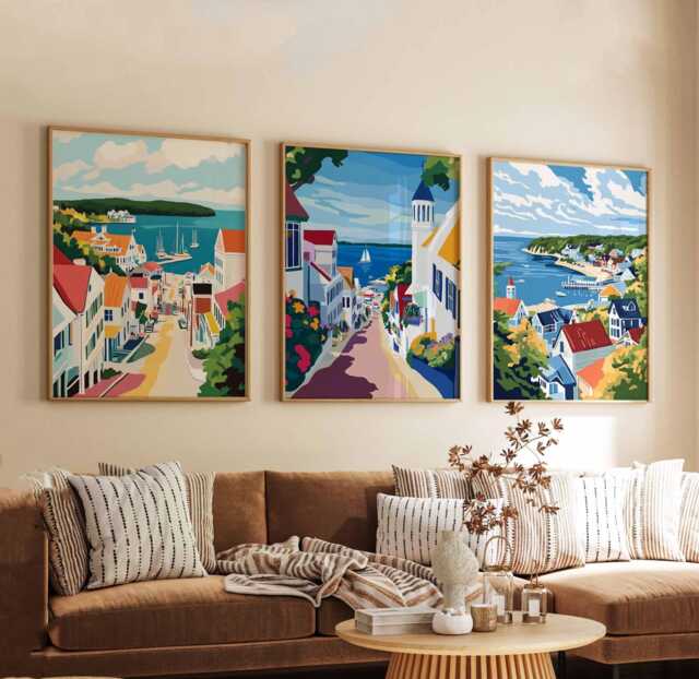 Set Of 3 Mackinac Island Posters, Michigan Usa Travel Prints, Coastal Wall Art Sets, Scenic Landscape Poster Decor, Print Gift - image 1