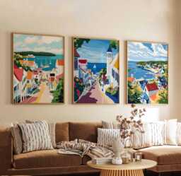 Set Of 3 Mackinac Island Posters, Michigan Usa Travel Prints, Coastal Wall Art Sets, Scenic Landscape Poster Decor, Print Gift - thumbnail 1