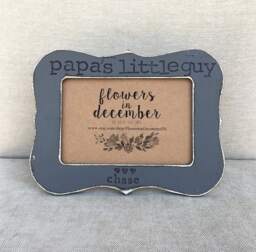 Personalized Picture Frame Papa's Little Guy, Hand-Painted Distressed Wood - thumbnail 1