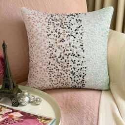 Sequin Embroidered Ombre Pattern, Pastel Pink Art Silk, 24x24/26x26 Modern Euro Sham - thumbnail 3