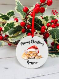 Personalised Cat Tree Decoration, Bauble, Christmas Keepsake, Ornament, Gift - thumbnail 1