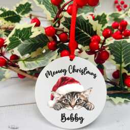 Personalised Cat Tree Decoration, Bauble, Christmas Keepsake, Ornament, Gift - thumbnail 2