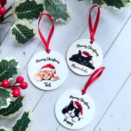 Personalised Cat Tree Decoration, Bauble, Christmas Keepsake, Ornament, Gift - thumbnail 3