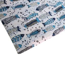 Indian Handmade Fish Printed Kantha Quilt Cotton Gudri Quilted Blanket Throw Multi Size Kantha Gudri - thumbnail 2