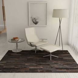 Brown Cowhide Patchwork Rug in Stripes By Shine Rugs - Various Sizes - thumbnail 4