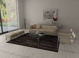 Brown Cowhide Patchwork Rug in Stripes By Shine Rugs - Various Sizes - thumbnail 3