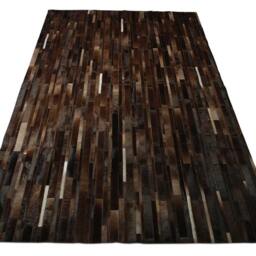 Brown Cowhide Patchwork Rug in Stripes By Shine Rugs - Various Sizes - thumbnail 2