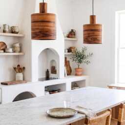 Modern Mango Pendant Light For Kitchen Island, Elegant Wood Chandelier Rustic Vibes , Mid Century Hanging Lamp - thumbnail 3