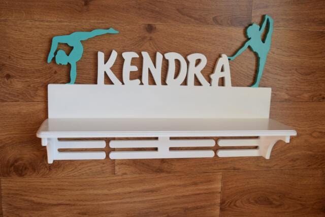 Gift For Girl Personalized Birthday Sport Wall Wood Medal Holder Trophy Shelf Gymnastic Race Display Case Custom Hanger - image 1