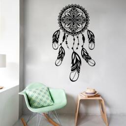 Wall Decals Dream Catcher Amulets Feathers Indian Pattern Decal Vinyl Sticker Home Decor Art Mural Ms665 - thumbnail 1