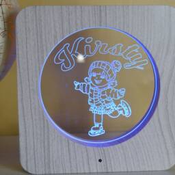 Personalized Ice Skating Led Night Light - Wood Effect Kids Room Decor - thumbnail 3