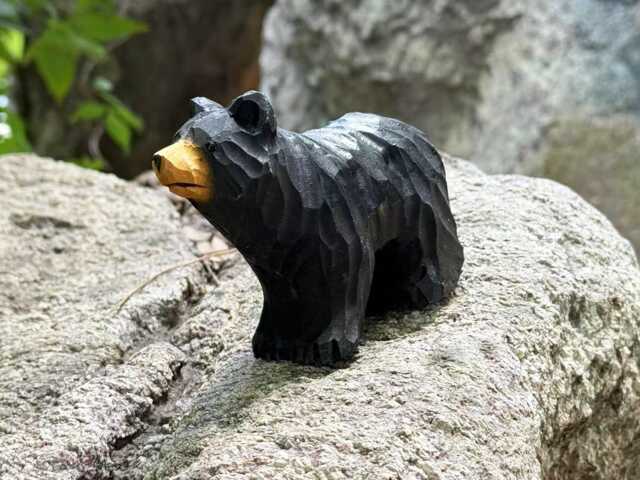 Custom Adorable Wooden Bear Figurine, Black For Desktop Decor, Statue Gifts Her, Handcrafted Animal Figurines - image 1