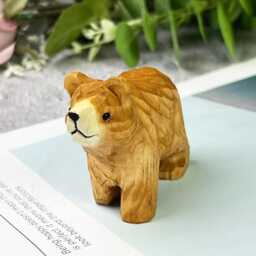 Custom Adorable Wooden Bear Figurine, Black For Desktop Decor, Statue Gifts Her, Handcrafted Animal Figurines - thumbnail 4