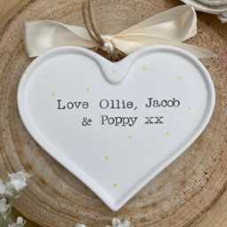 Personalised 50Th Anniversary Ceramic Heart Gift Golden Wedding Keepsake, Hand Stamped Ceramic Ornament, Congratulations Plaque, Decoration - thumbnail 2