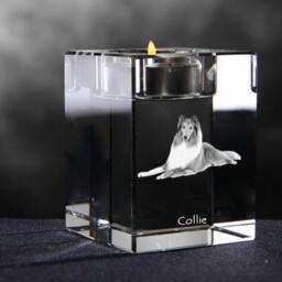 Collie, Crystal Candlestick With Dog, Souvenir, Decoration, Limited Edition, Collection - thumbnail 2