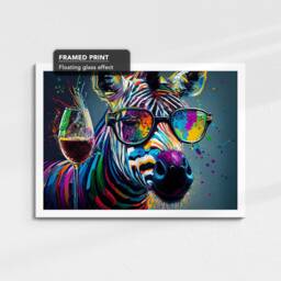 Zebra Toasting Drink Glasses Animal Art Abstract Oil Painting Framed Poster Print & Canvas Wall Living Home Decor Interior Gift - thumbnail 3