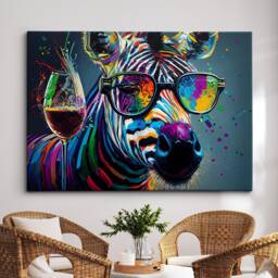Zebra Toasting Drink Glasses Animal Art Abstract Oil Painting Framed Poster Print & Canvas Wall Living Home Decor Interior Gift