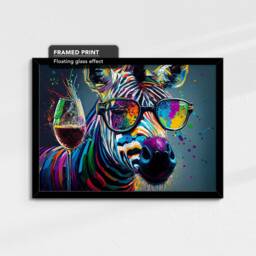 Zebra Toasting Drink Glasses Animal Art Abstract Oil Painting Framed Poster Print & Canvas Wall Living Home Decor Interior Gift - thumbnail 2