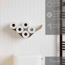 Toilet Paper Holder, Oak Wooden Shelf, Cloud Wc Roll Storage, Wall Mount Floating Rolls Rack, Unique Holders For Bathroom, Tp Organizer - thumbnail 2