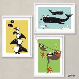 Tapirs & Bats Poster Illustration Animals Prints Nursery Posters Baby Room Decoration Children Pictures Wall Kids Print - thumbnail 3