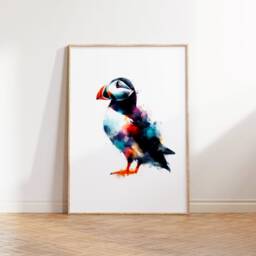 Puffin Print Set - 3 Watercolour Prints - Puffins Painting Present Picture Animal Wall Art Bird Gifts Home Bedroom Decor Artwork - thumbnail 2