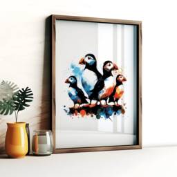 Puffin Print Set - 3 Watercolour Prints - Puffins Painting Present Picture Animal Wall Art Bird Gifts Home Bedroom Decor Artwork - thumbnail 3