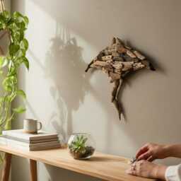 Mantaray Driftwood 15 Inch/38 cm, Drift Wood , Wall Art, Home Decor, Room Living Room, Gift Idea, Housewarming - thumbnail 2