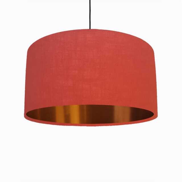 Burnt Orange Lampshade in Linen With Copper Lining - image 1