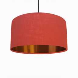 Burnt Orange Lampshade in Linen With Copper Lining - thumbnail 1