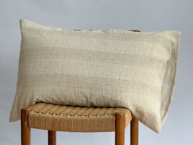 striped Neutral Pillow Case Hemp & Linen Blend, Farmhouse Boho Decor - image 1