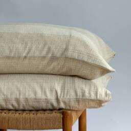 striped Neutral Pillow Case Hemp & Linen Blend, Farmhouse Boho Decor - thumbnail 2