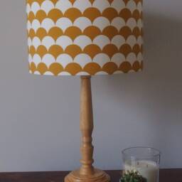 Mustard Wave Lampshade Geometric Yellow White Pattern Handmade Fabric Lamp Shade Ceiling Pendant Or Table Floor - thumbnail 3