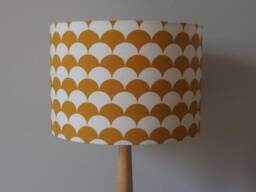 Mustard Geometric Lampshade Yellow White Wave Repeat Pattern Handmade Fabric Cotton Drum Lamp Shade Ceiling Pendant Or Table Floor