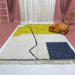 Custom Beni Ourain Rug Moroccan Woolen Carpet, Shaggy Area Rug - thumbnail 3