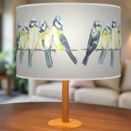 Watercolour Bird Lampshade - Green & Blue Drum Ceiling Light Shade Nature Inspired Pendant For Bedroom Or Living Room - thumbnail 3