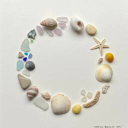 Sea Glass & Shell Coastal Wreath Wall Art - Framed Picture Handmade in Cornwall - thumbnail 3