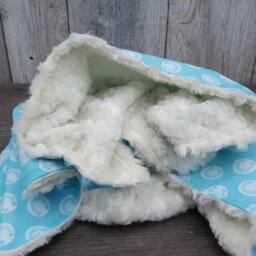 Turquoise Horseshoe Baby Blanket Cotton & Ivory Rosebud Minky - thumbnail 2