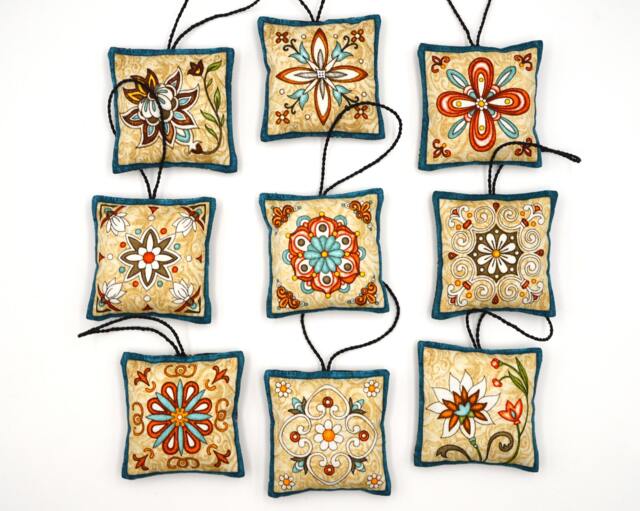 Small Scented Sachet With Ornaments, 1 Pc. 8 X cm, Floral Lavender Sachet, Turquoise, Easter Gift, Mother's Day Christmas Gift - image 1