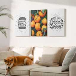 Canvas Set Of 3 Wall Art - Kitchen Motifs & Juicy Oranges, Orange Canvas, Food Drinks Hanging Piece - thumbnail 1